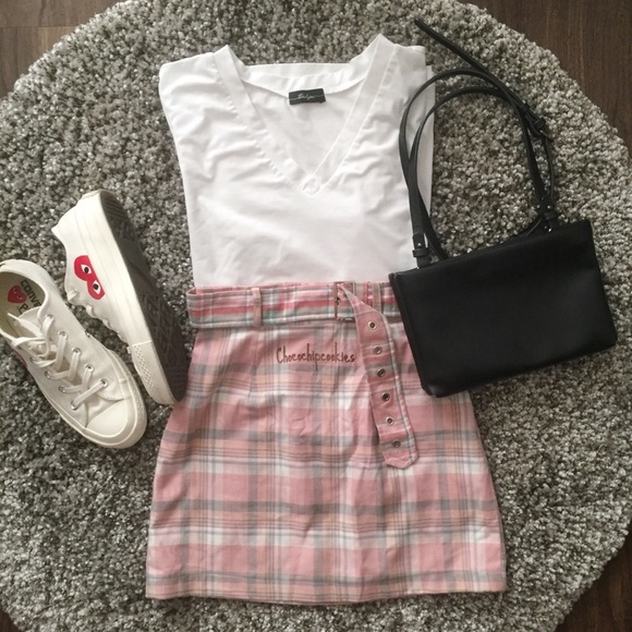 Dresses & Skirts - Checked Pink Mini Skirt